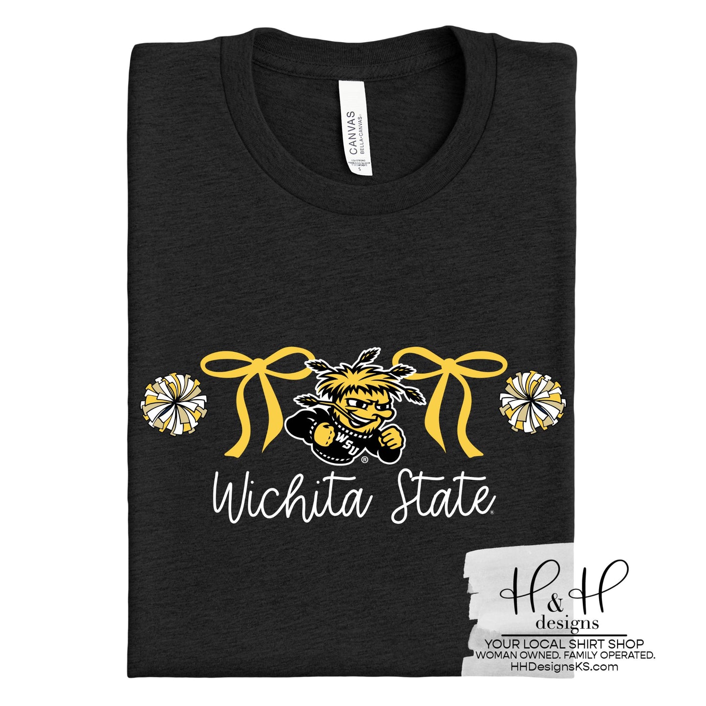 Wichita State Coquette Pom Poms Bows  ~ Licensed Apparel ~ HHWSU123