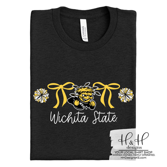 Wichita State Coquette Pom Poms Bows  ~ Licensed Apparel ~ HHWSU123