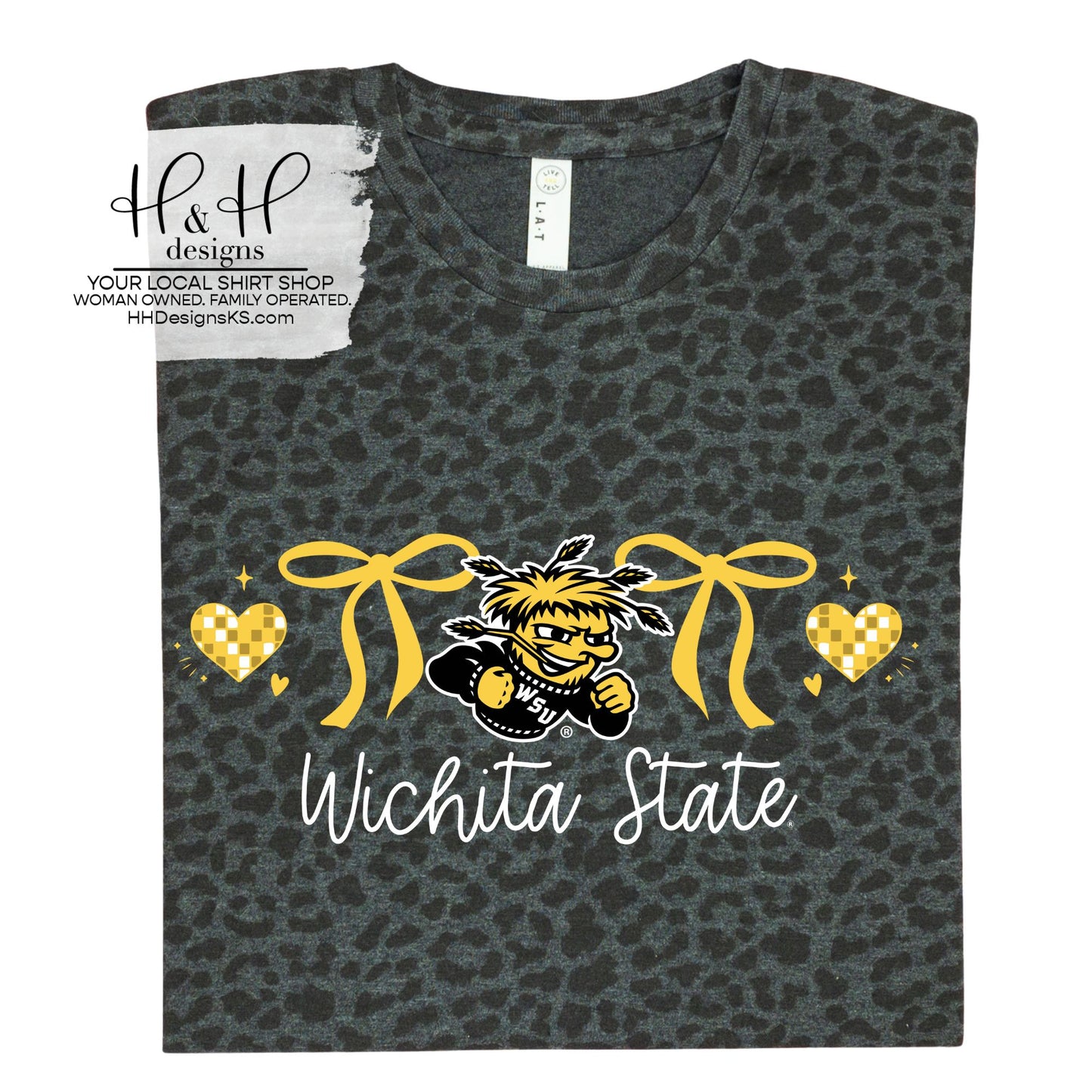 Wichita State Coquette Hearts Bows  ~ Licensed Apparel ~ HHWSU125