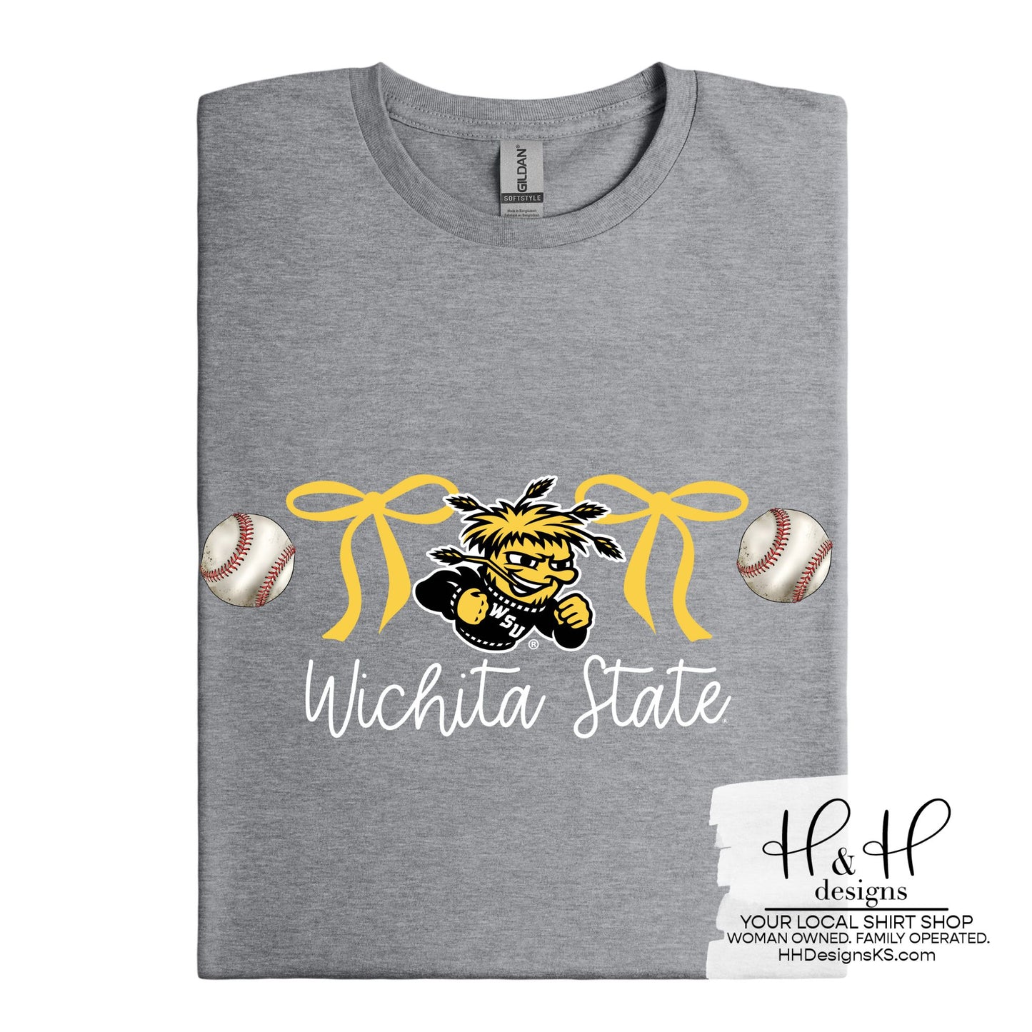 Wichita State Coquette Hearts Bows  ~ Licensed Apparel ~ HHWSU125