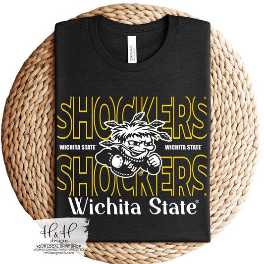 Wichita State Shockers Hallow Outline ~ Licensed Apparel ~ HHWSU130