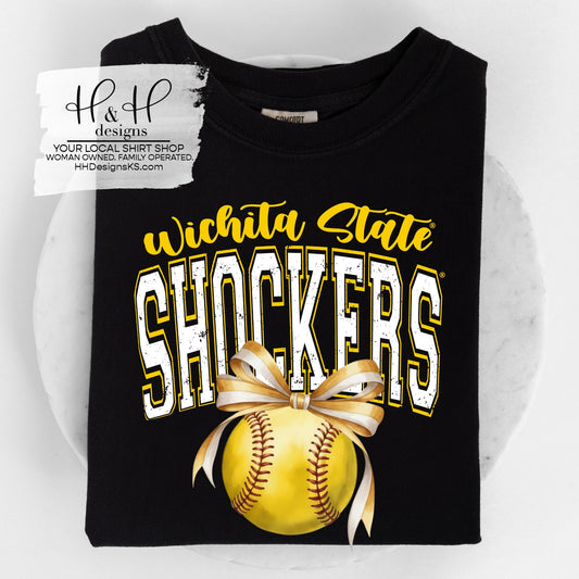 Wichita State Shockers Softball Block Bow ~ Licensed Apparel ~ HHWSU137