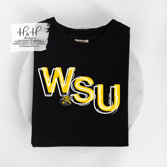 WSU Shockers Sketch Initials ~ Licensed Apparel ~ HHWSU138