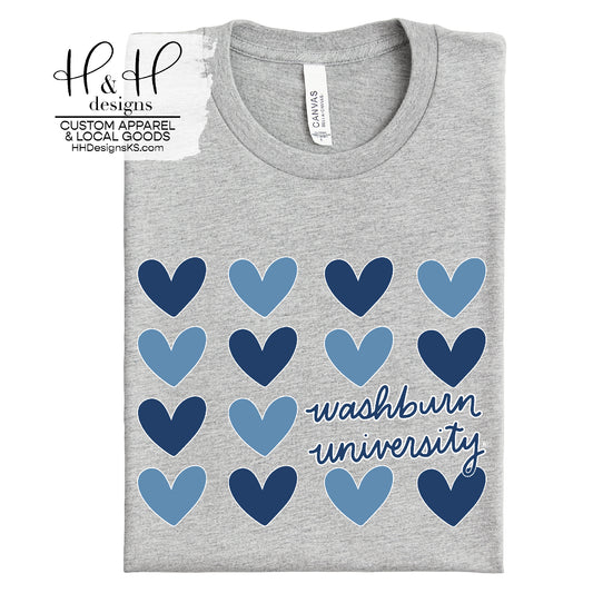 Washburn University Repeat Hearts ~ HHWU120 ~ Licensed Apparel