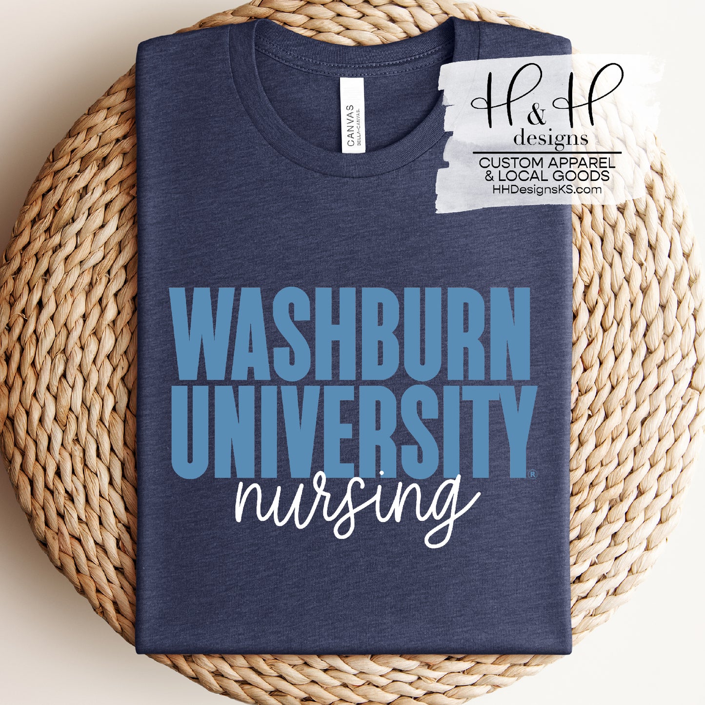 Washburn University Nursing Block Script ~ Licensed Apparel ~ HHWU174