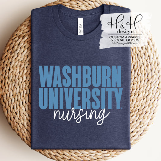 Washburn University Nursing Block Script ~ Licensed Apparel ~ HHWU174