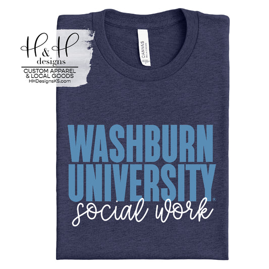 Washburn University Social Work Block Script  ~ Licensed Apparel ~ HHWU175