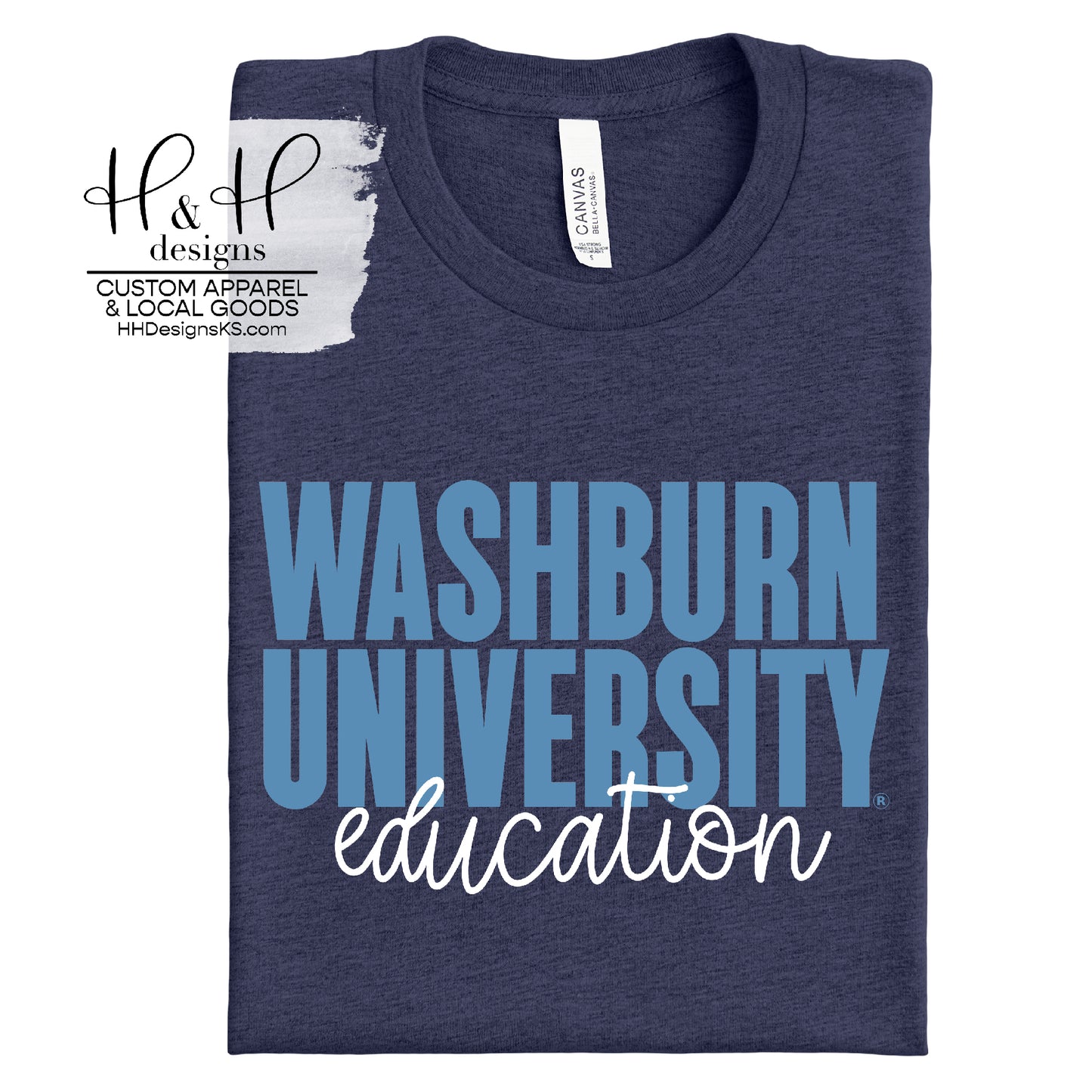 Washburn University Education Block Script  ~ Licensed Apparel ~ HHWU176