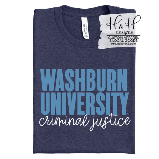 Washburn University Criminal Justice Block Script ~ Licensed Apparel ~ HHWU179