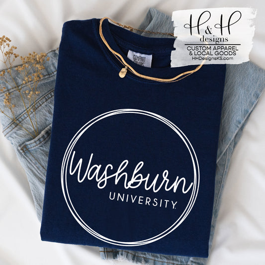 Washburn University Hand Lettered Round Script  ~ Licensed Apparel ~ HHWU180