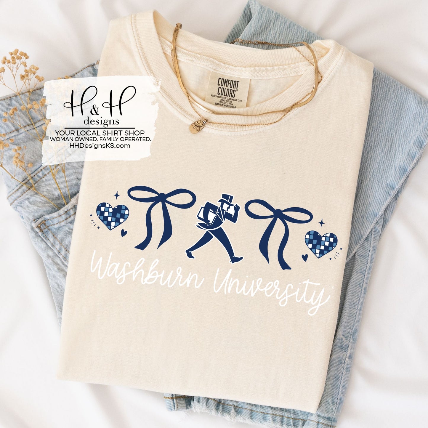 Washburn University Hearts Coquette Bows  ~ Licensed Apparel ~ HHWU215