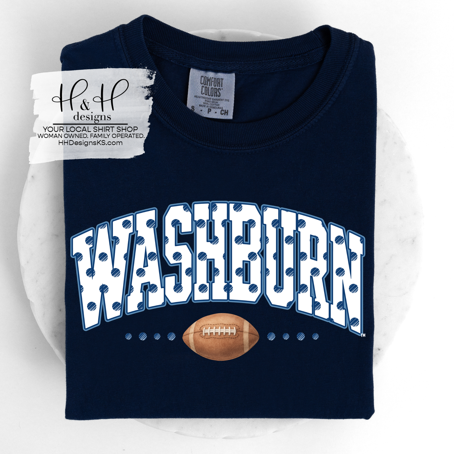 Washburn Polka Dot Arch - Football  ~ Licensed Apparel ~ HHWU249