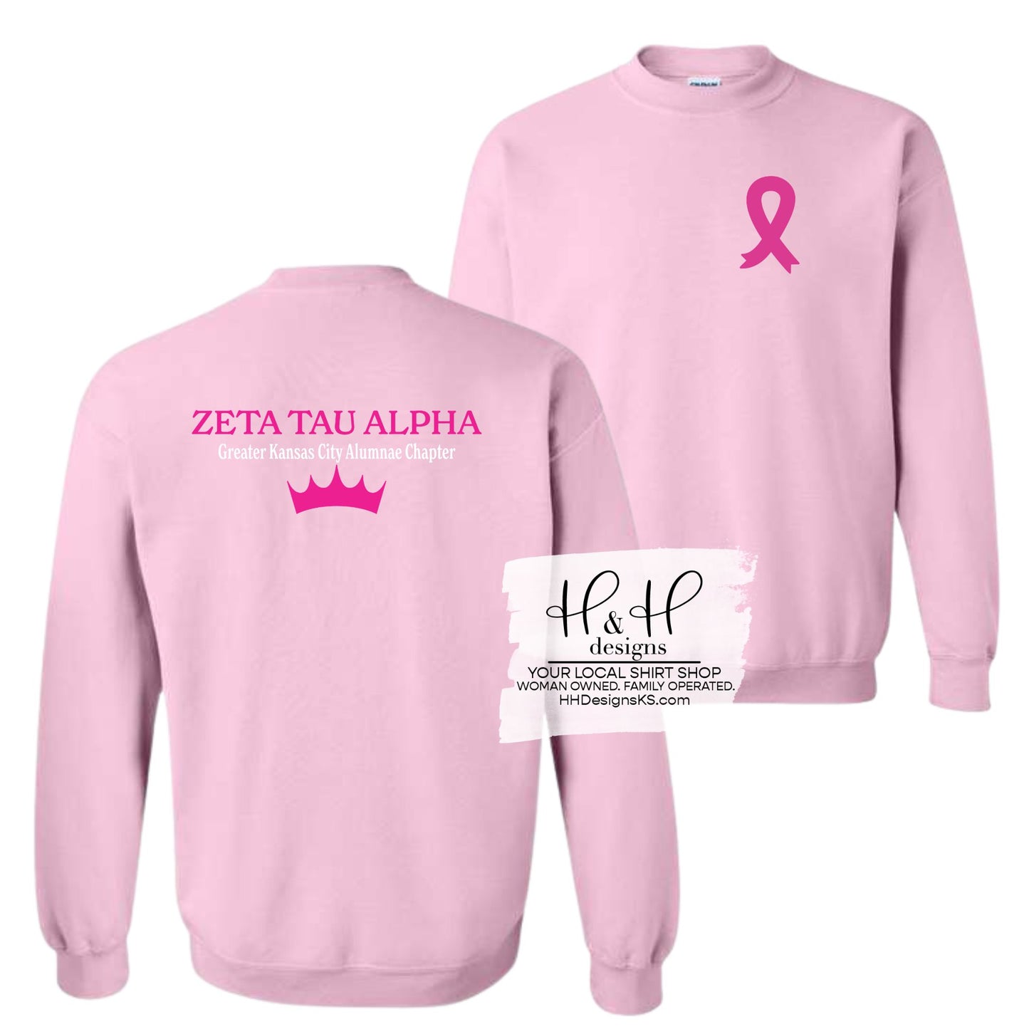 Greater Kansas City Alumnae Chapter with Pink Ribbon Left Chest ~ HHZTA102