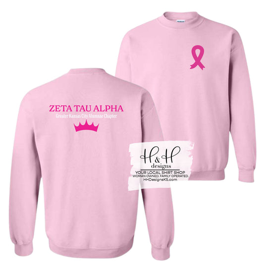 Greater Kansas City Alumnae Chapter with Pink Ribbon Left Chest ~ HHZTA102