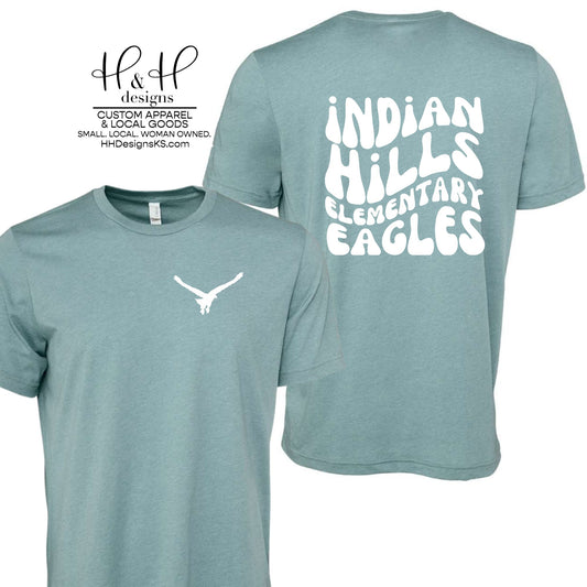 Eagles Retro Wavy White with Pocket Mascot - Indian Hills PTO Fundraiser