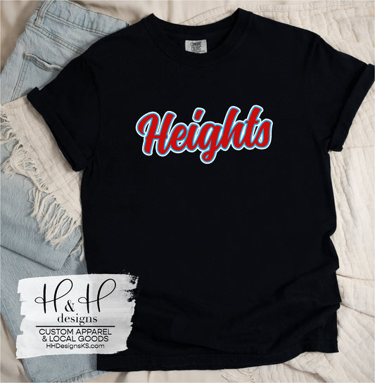 Heights Double Outline Script - Red fill - Shawnee Heights Softball 2024