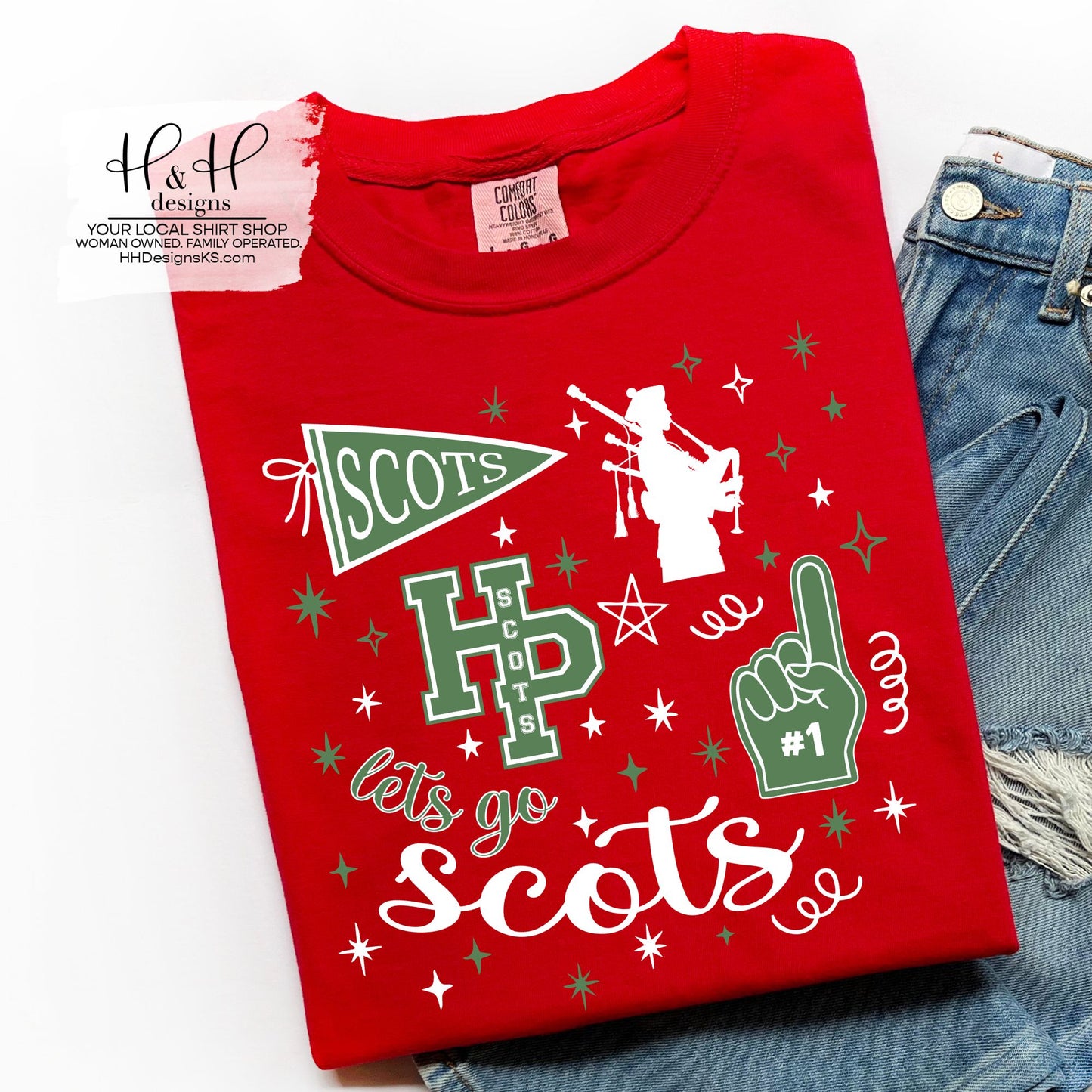 Highland Park Scots Green Game Day Spirit ~ HH241 ~ Customize for your sport or club!