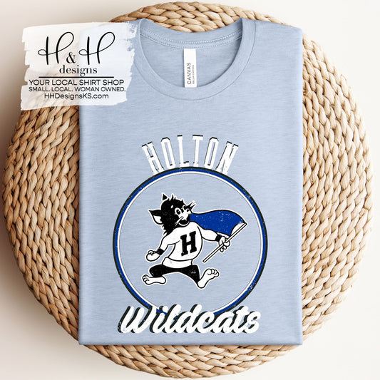 Holton Wildcats Distressed Round ~ HH154