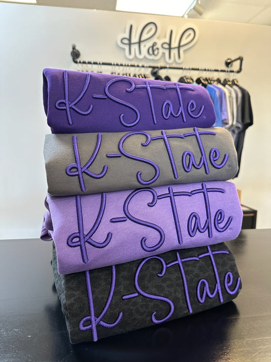 PUFF K-State Script ~ Embroidery ~ HHKSU164  ~ Licensed K-State Apparel