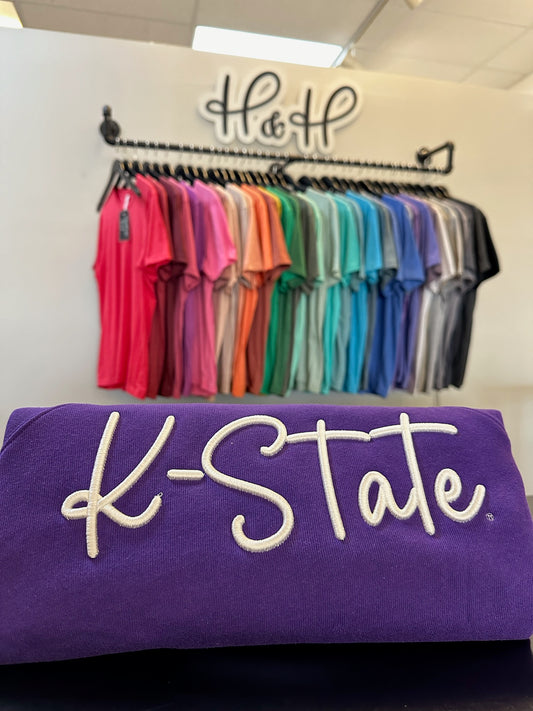 PUFF K-State Script ~ Embroidery ~ HHKSU164  ~ Licensed K-State Apparel