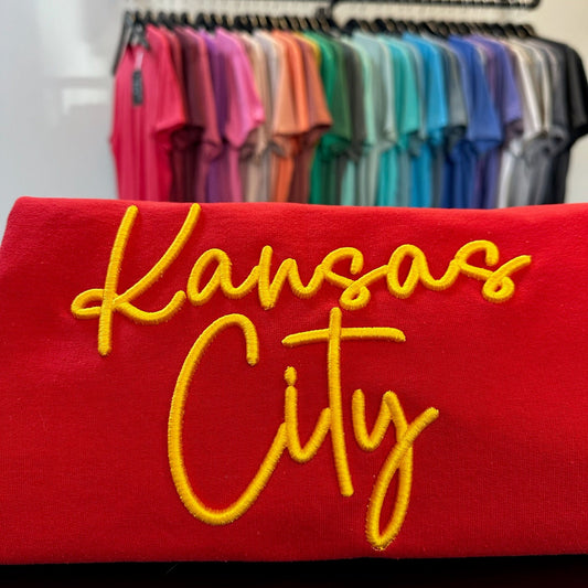 Kansas City Puff Script - 3D  Embroidery
