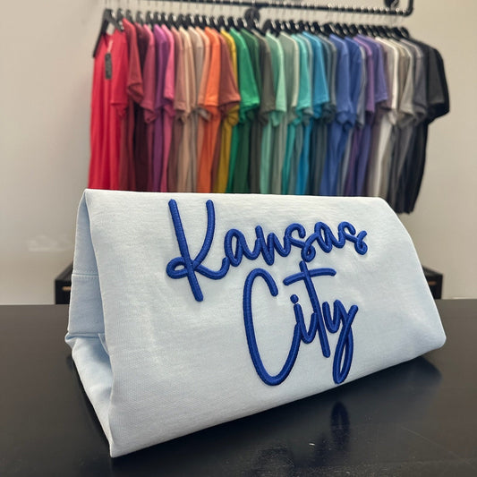 Kansas City Puff Script - 3D  Embroidery