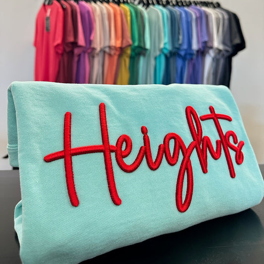 Heights 3D Script Embroidery