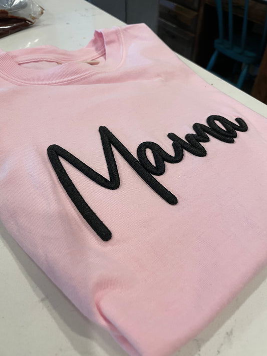 Mama 3D Script Embroidery