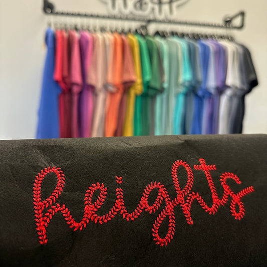 Heights Embroidered Seam Script