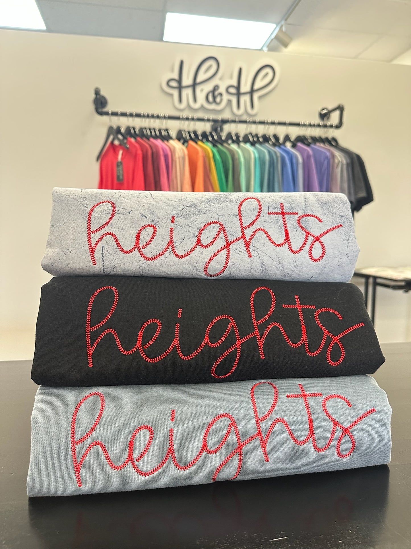 Heights Embroidered Seam Script