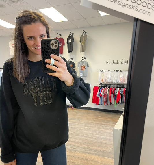 Kansas City Monotone Black-  REAL Glitter with Embroidery finish