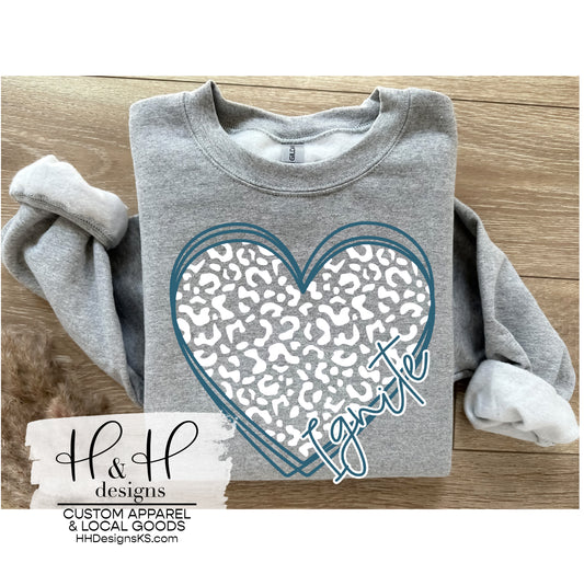 Ignite Hallow Leopard Heart Crew Sweatshirt - Ignite Hybrid School
