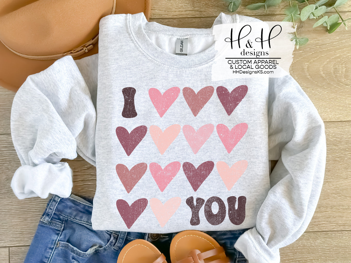 I Heart You Matte Distresed Hearts- Valentines Day Collection