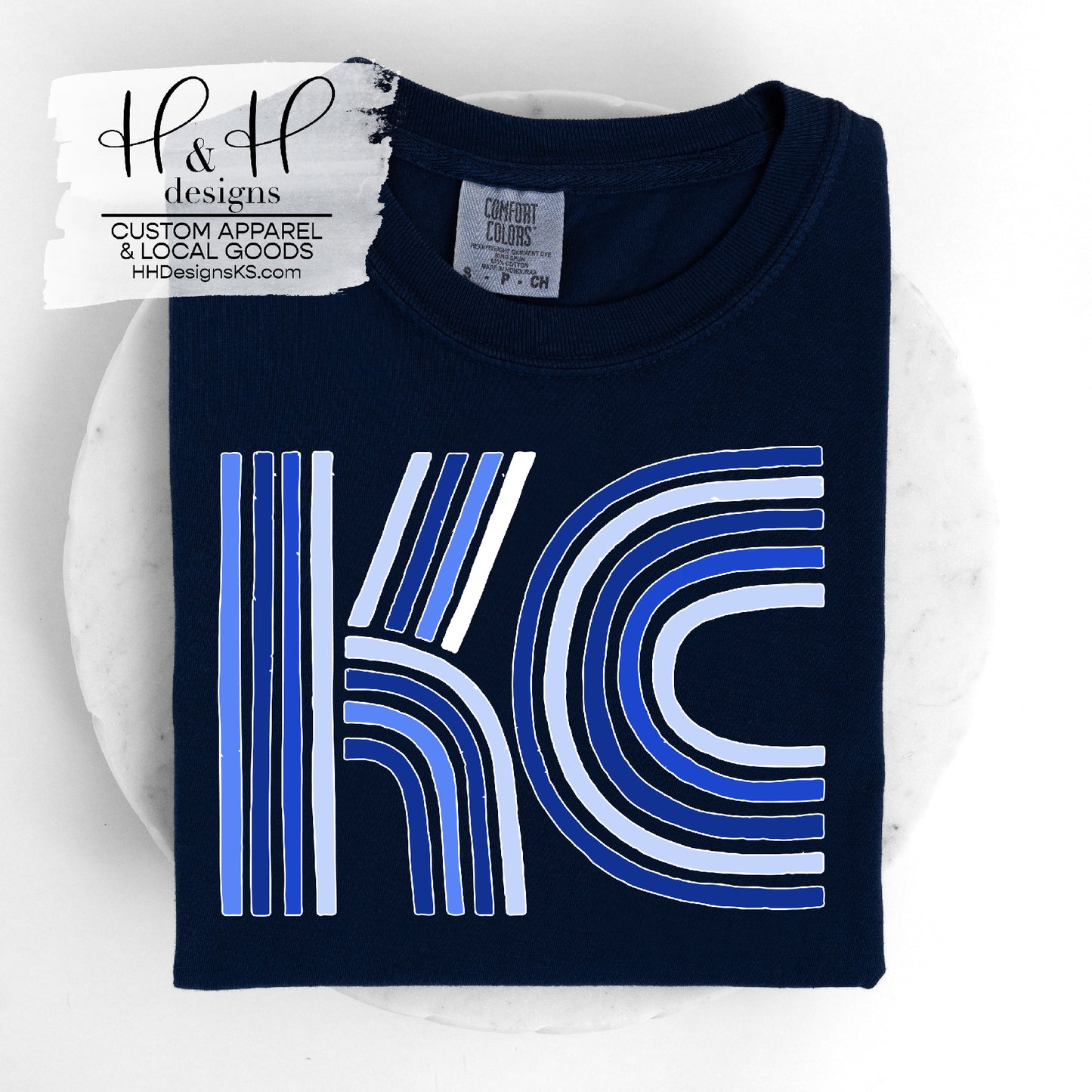 Royal & White KC Lined Initials