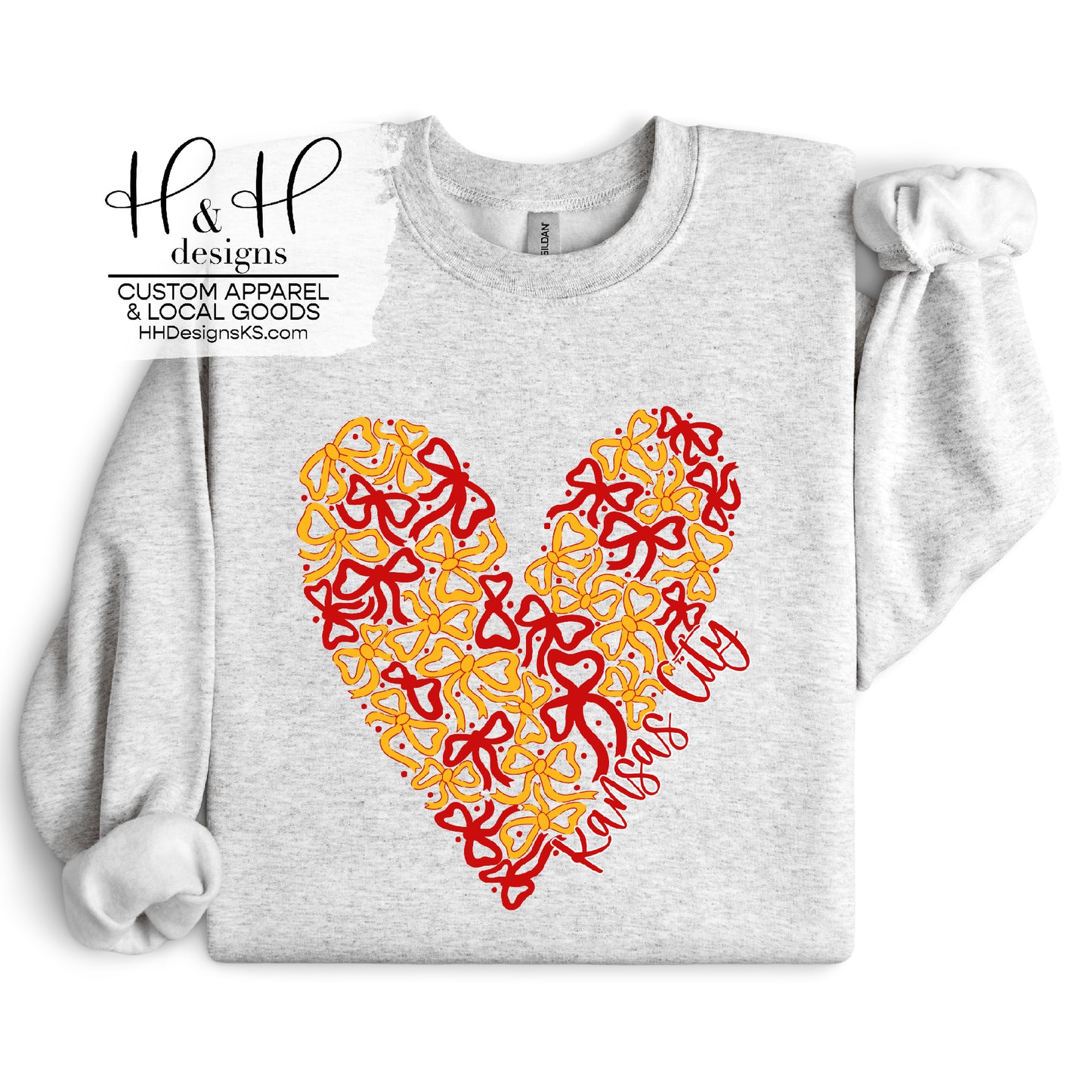 Kansas City Bow Heart - Red & Gold