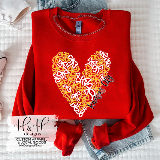 Kansas City Bow Heart - White & Gold