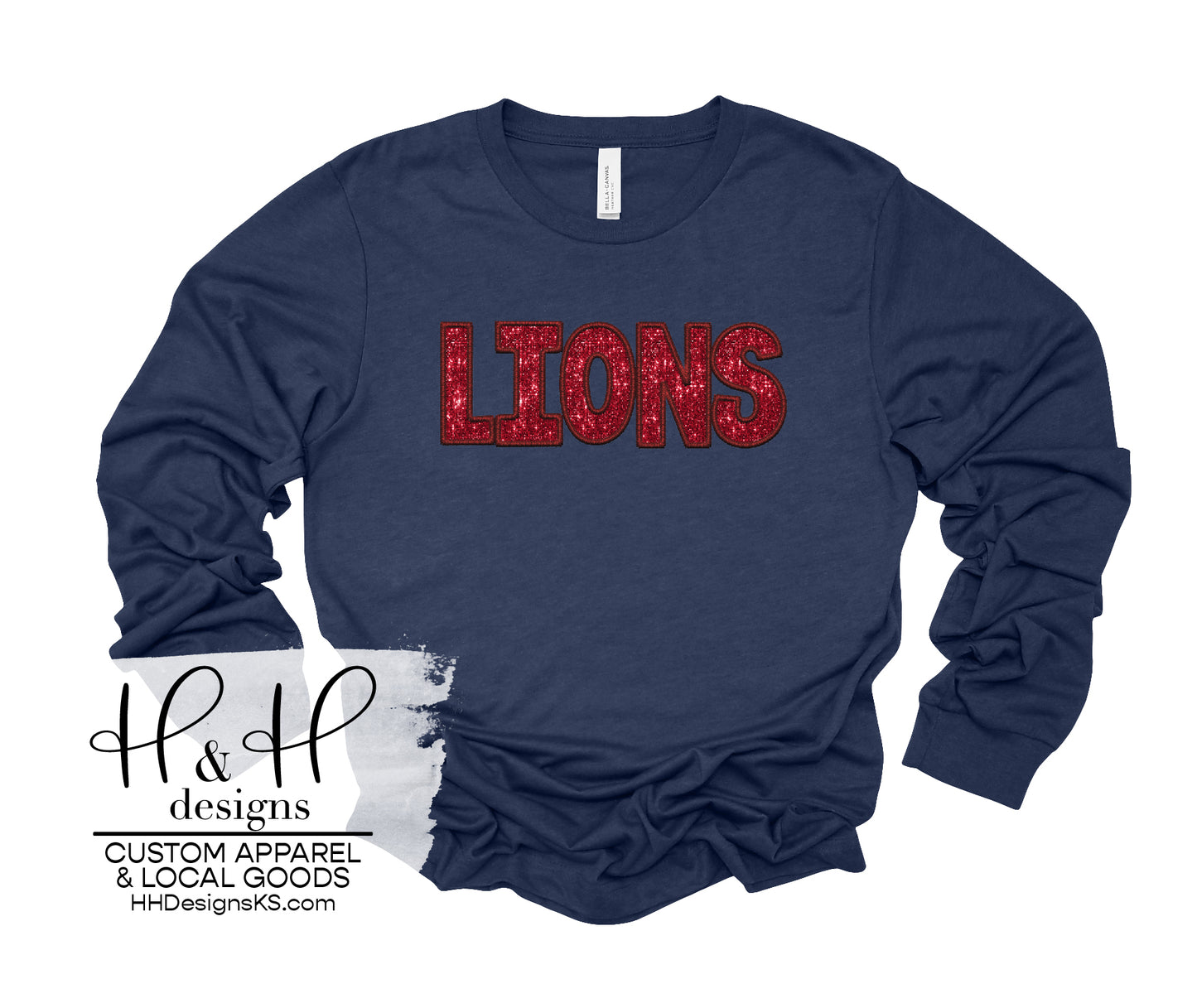 Lions Faux Glitter Embroidery