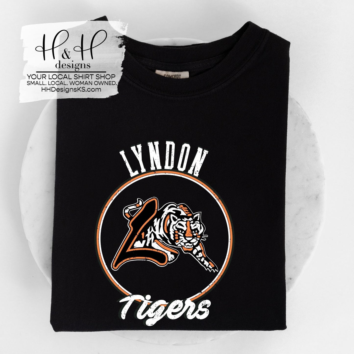 Lyndon Tigers Distressed Round ~ HH156