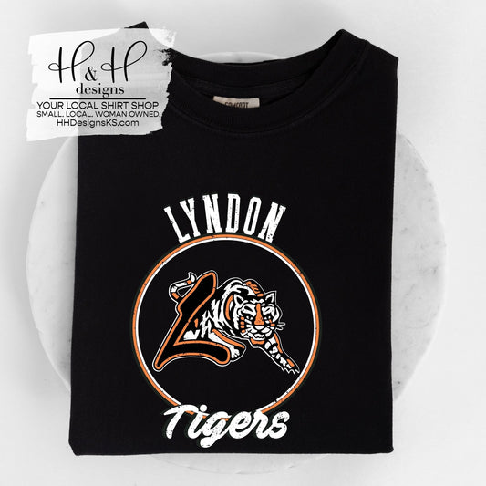 Lyndon Tigers Distressed Round ~ HH156