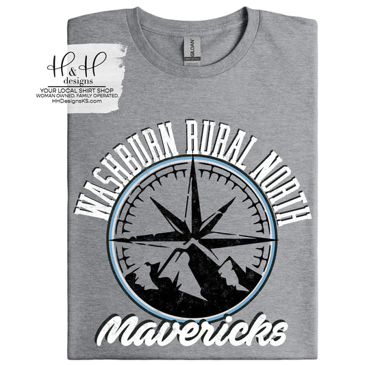Mavericks Distressed round ~ Washburn Rural North Mavericks