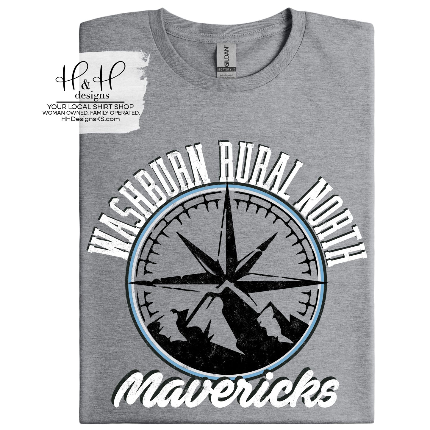 Mavericks Distressed round ~ Washburn Rural North Mavericks