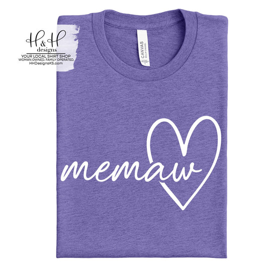 Memaw Hallow Script Heart ~ HH202