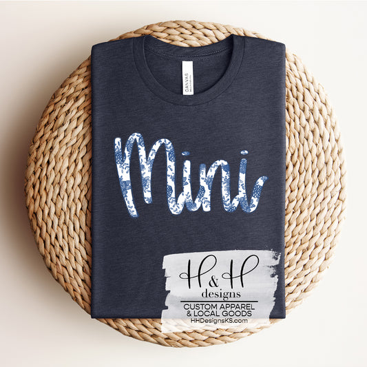 Mini Blue Floral Cursive