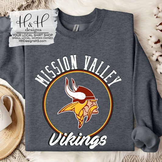 Mission Valley Vikings Distressed Round ~ HH155