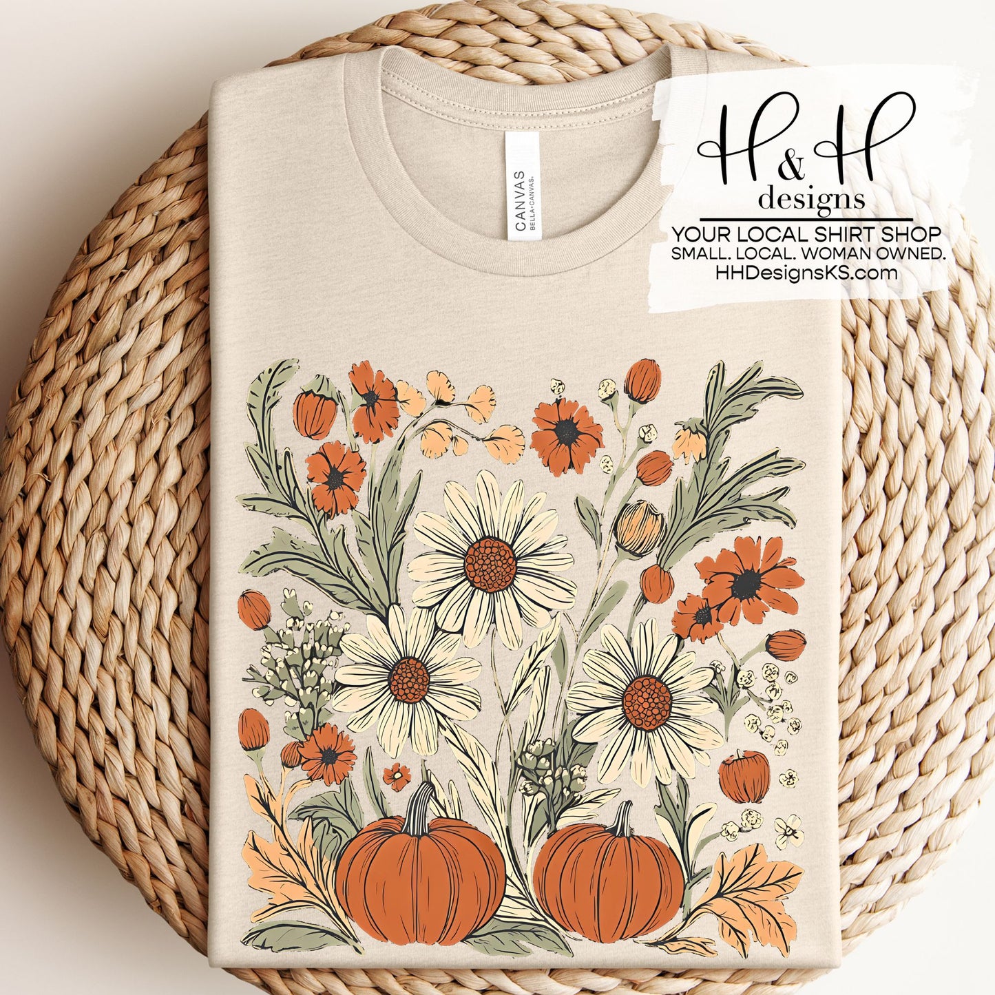 Pastel Pumpkins and Daisies