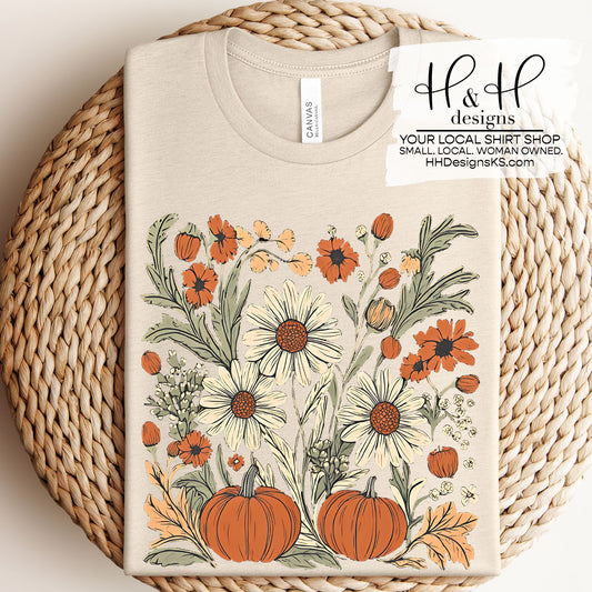Pastel Pumpkins and Daisies