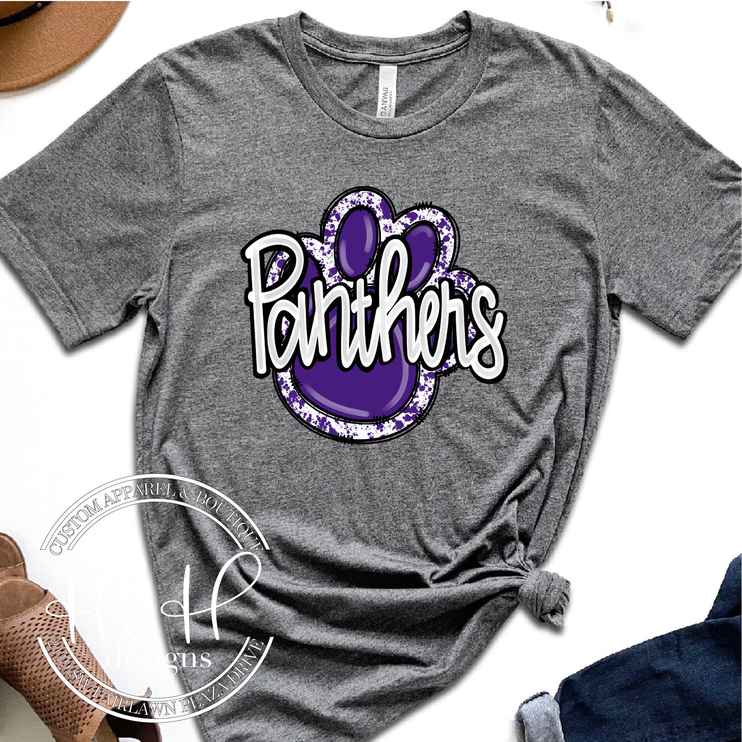 Panthers Splatter Paw Print - Pauline South