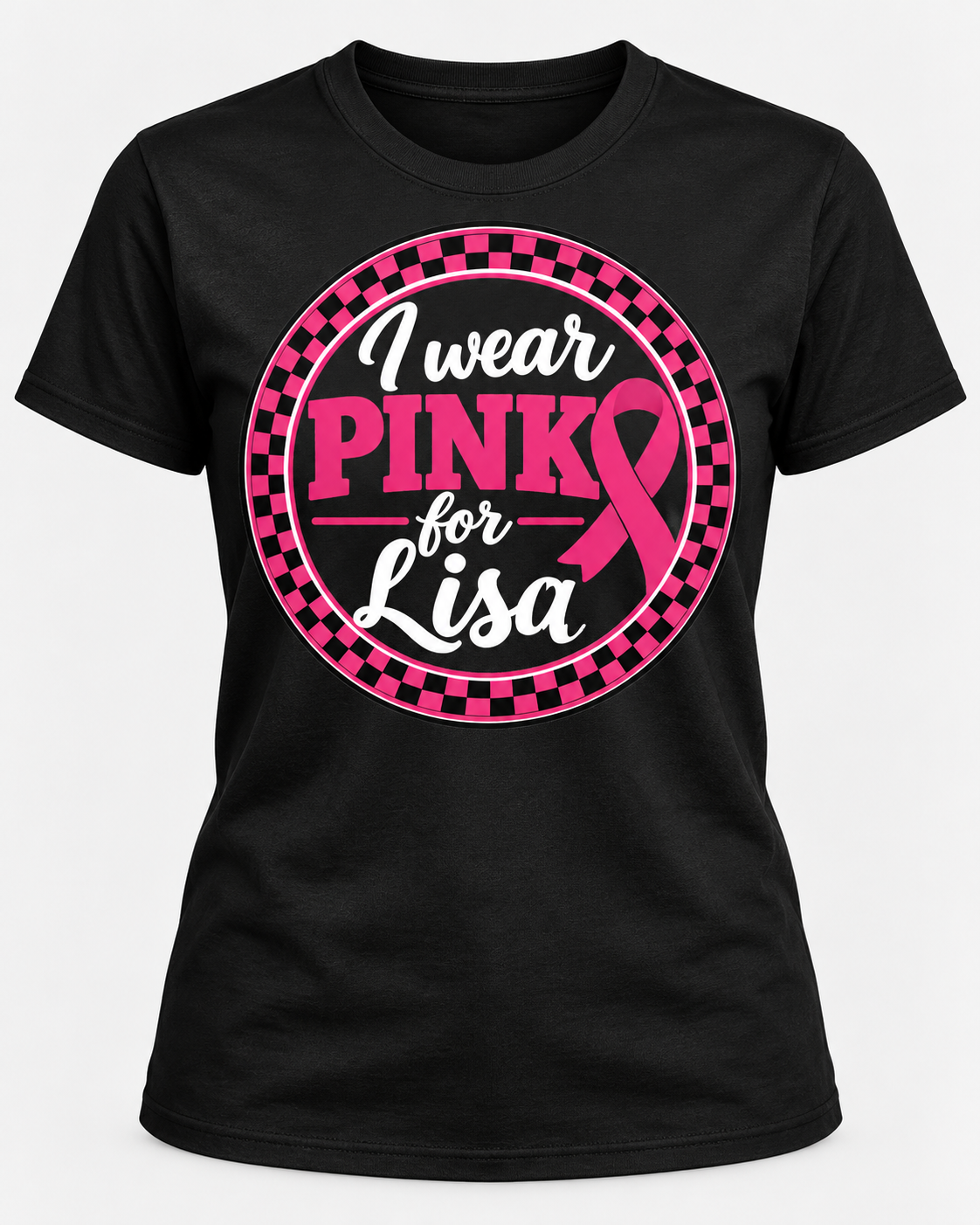 I wear Pink for Lisa ~ Checkered Round ~ HH1004