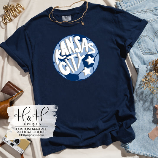 Powder Blue Kansas City Soccer Ball with Stars