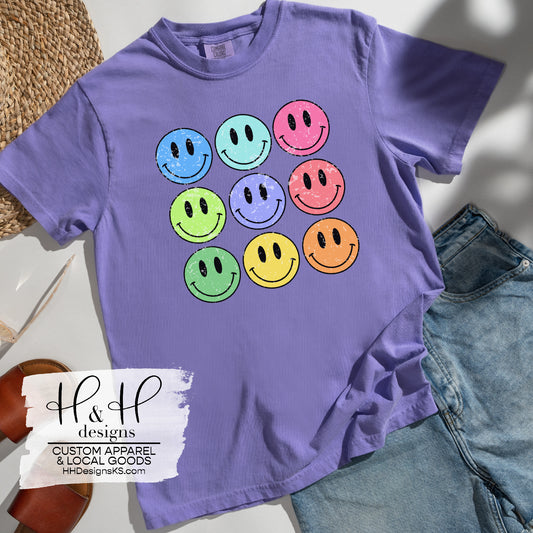 Rainbow Distressed Smileys